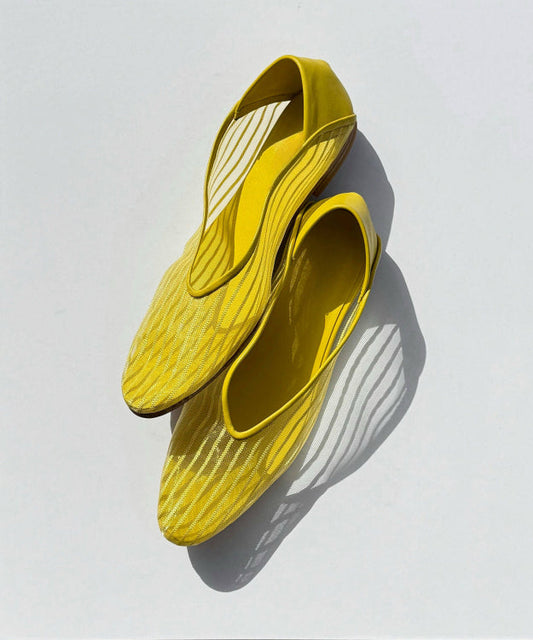 Feet Stylish Yellow Women Splicing Mesh Shoes Flat Breathable