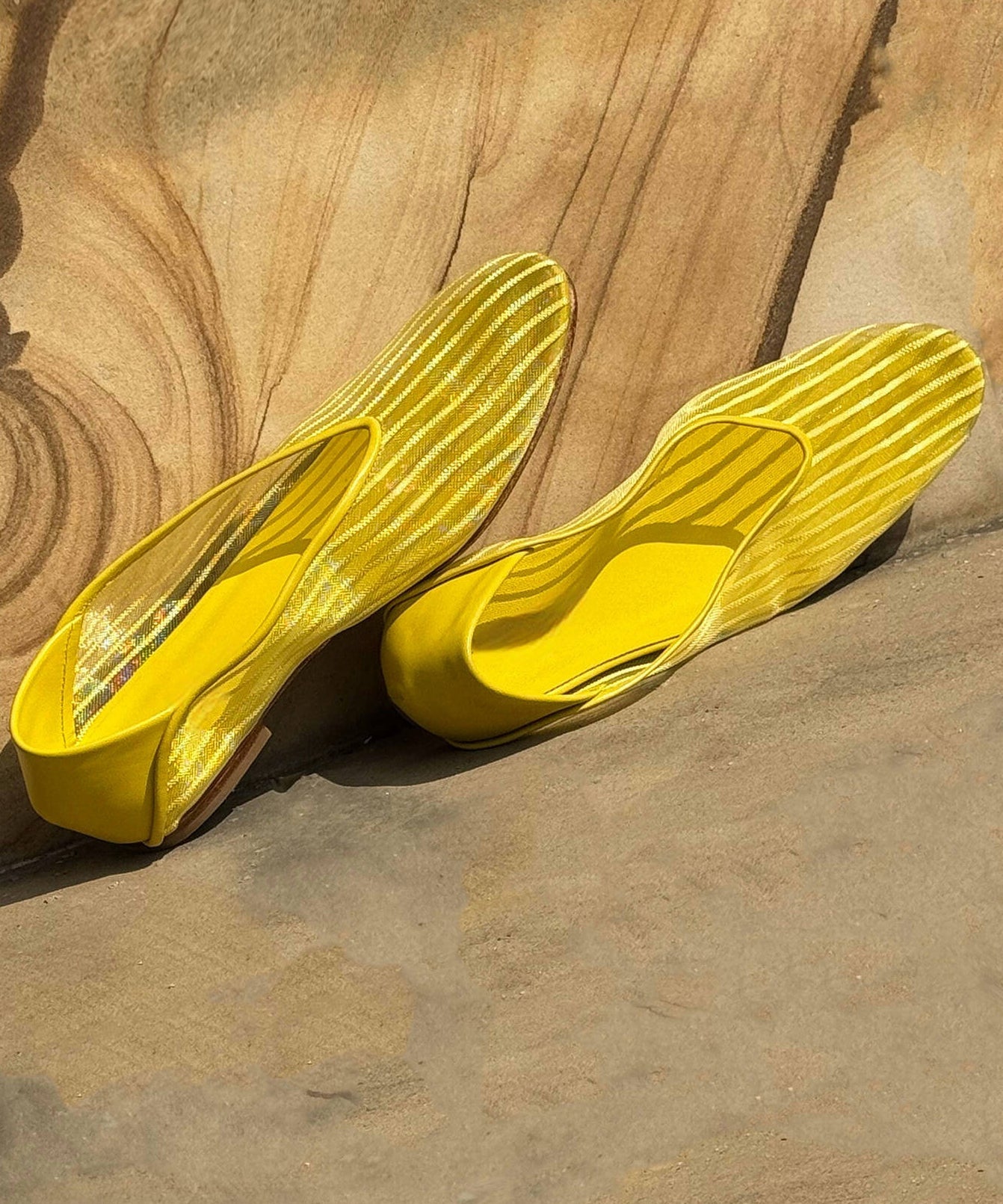 Feet Stylish Yellow Women Splicing Mesh Shoes Flat Breathable