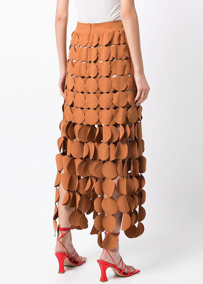 Zip Original Up Out Orange Design Hollow Skirts Summer