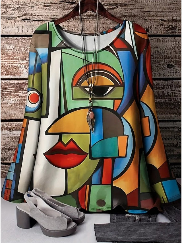 Women's T Shirt Print Graphic Color Gradient Abstract