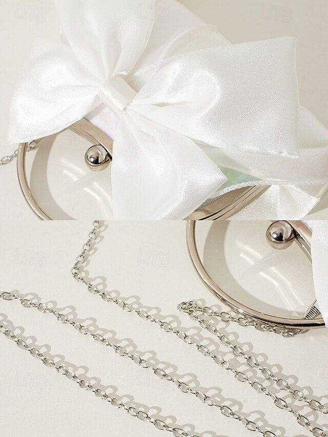 Satin Bow Women's – Pearl Evening Elegant Clutch Bag