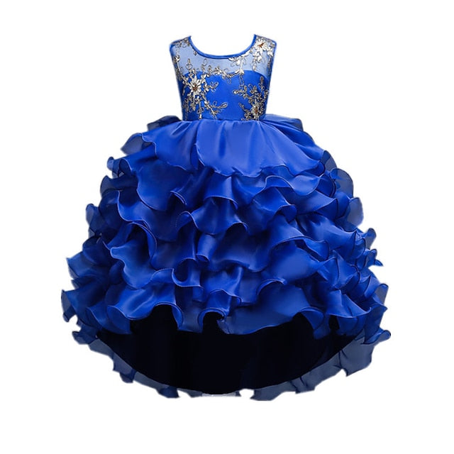 Girls' Wedding 4-13 Kids Party Ruffle Summer Dress Floral
