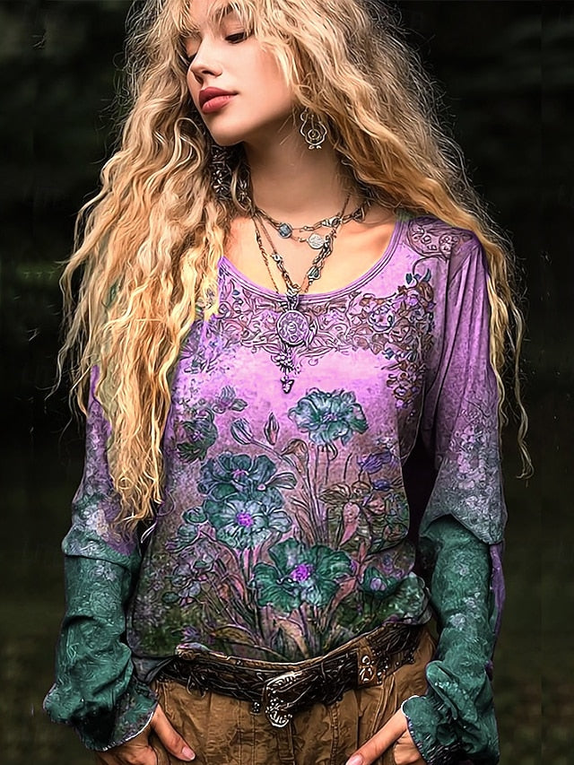 Women's Plus Size T Shirt Print Floral Graphic Plants Basic