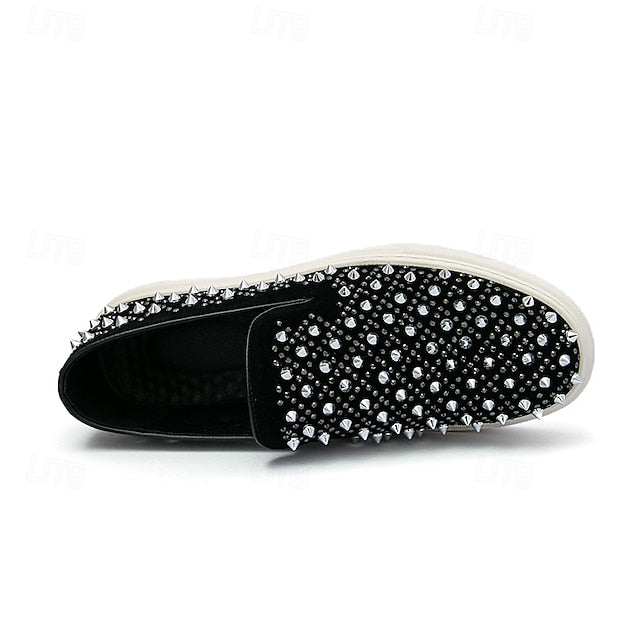 with Men's Elegant Black Pearl - Detailing Shoes Slip-On