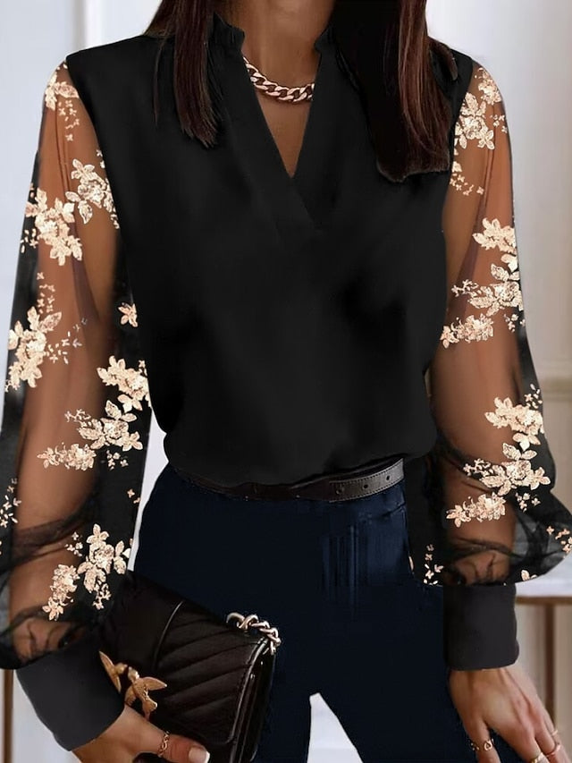 Women's Lace Shirt Blouse Eyelet top White Lace Shirt