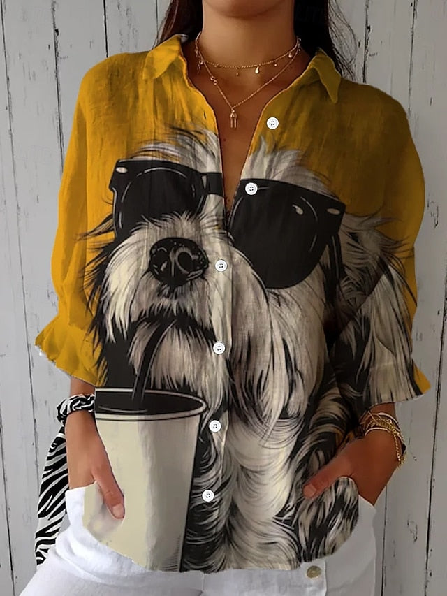 Women's Shirt Ruched Graphic Animal Elegant Vacation