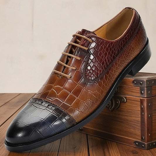 Shoes Oxford Leather Crocodile – Genuine Elegant Print Men’s