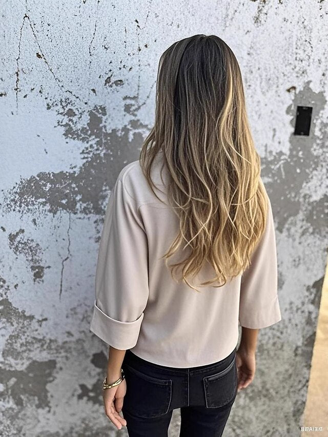 Women's Blouse Solid Color Elegant Stylish Casual Long