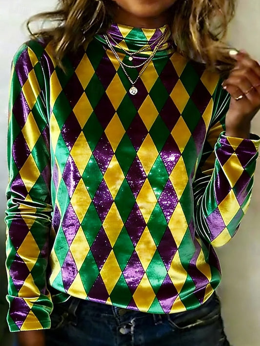 Carnival Mardi Gras Women's Tunic Tee Print Ombre Graphic
