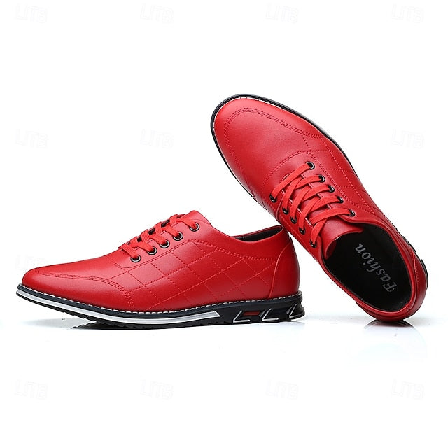 Men's - Stylish Sneakers Blue Quilted Leather Faux Lace-Up