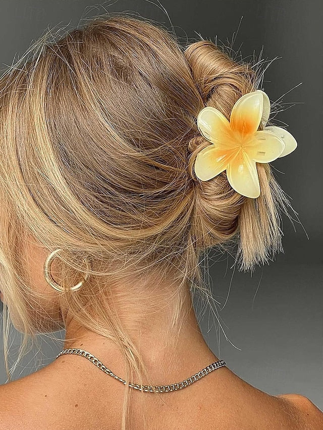 Hawaiian Resin Flower Hair Tropical Clips – Plumeria 6PCS