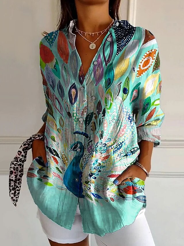 Women's Shirt Linen Like Breathable Lightweight Button Down