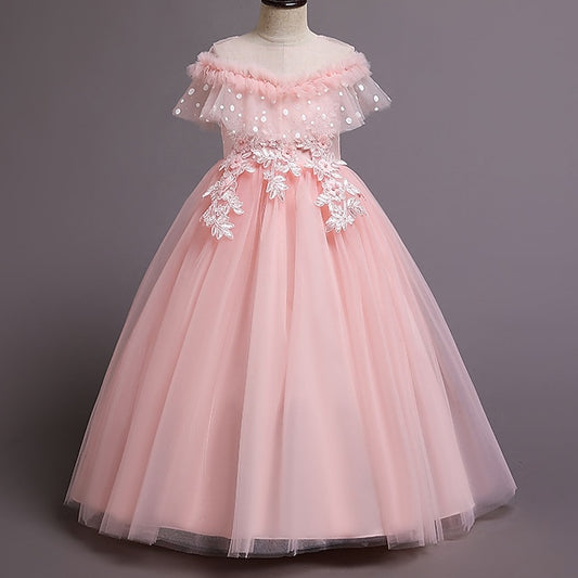 Kids Party Solid Girls' Flower Girl Dress Color