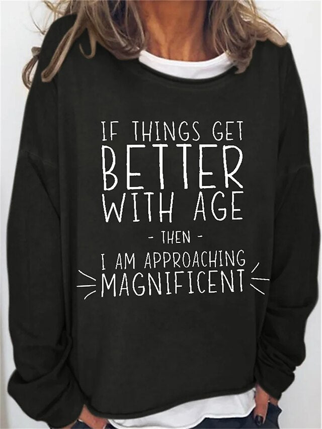 Women's Oversized Sweatshirt Pullover Cotton Blend Letter