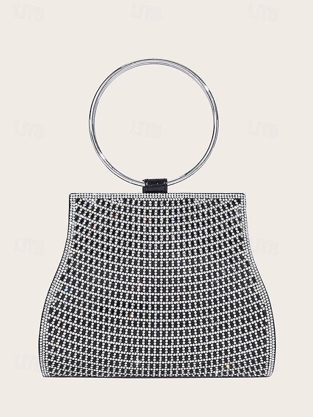 with Gold Crystal Handle Evening Clutch Ring Elegant –
