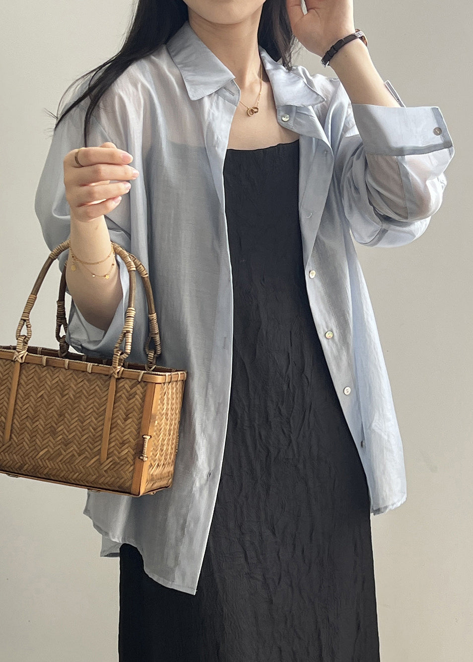 Spring Up Side Blouses Pan Open Collar Peter Lace Blue Silk