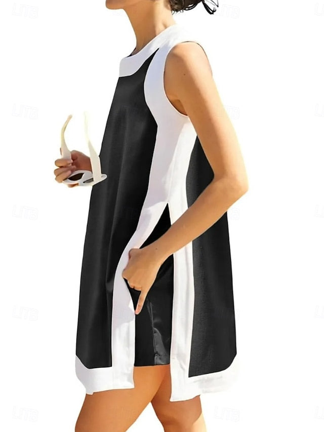 Women's Shorts Sets Bolero Top Sleeveless Round Neck Color