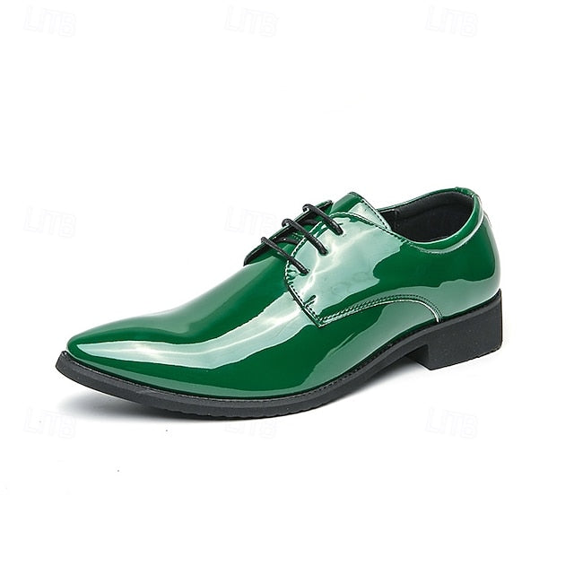 Lace-Up Formal Patent Men Shoes – for Glossy Leather Green