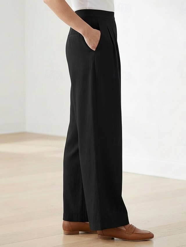 70% Linen Women's Linen Pants Wide Leg Chinos Vacation