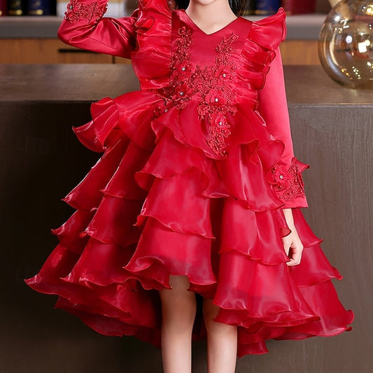 Kids Girls' Dress Wedding Long Sleeve Flower Party Special