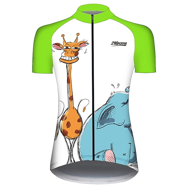 Women's Cycling Jersey Animal Elephant Giraffe Short Sleeve