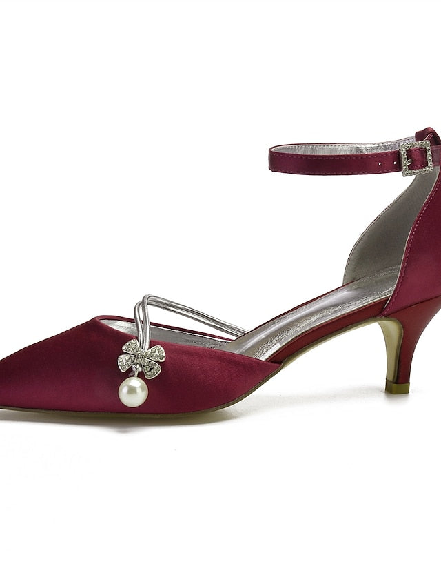 Heels Women's Kitten with Satin and Blue Pearl Dark