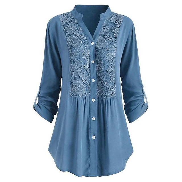 Women's Shirt Lace Shirt Tunic Shirts Blouse Elegant
