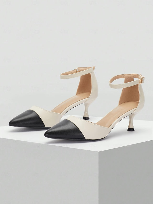 Kitten Heel Stylish Ankle Two-Tone Women's Toe Pointed