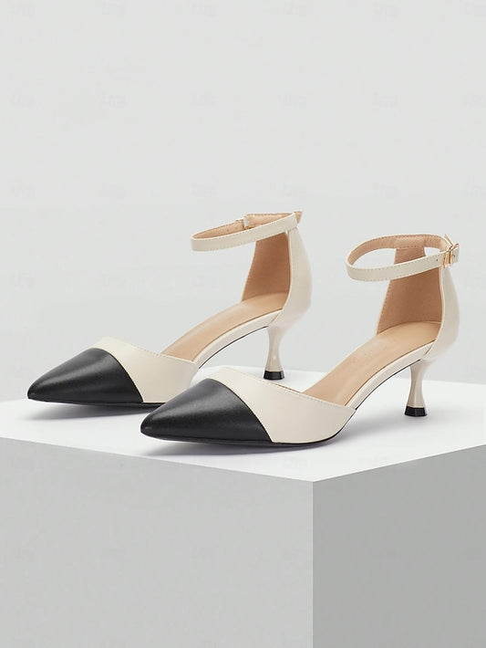 Kitten Heel Stylish Ankle Two-Tone Women's Toe Pointed