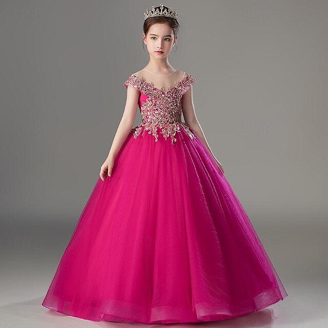 Girls' Kids Color Solid Dress Party Sleeve Short