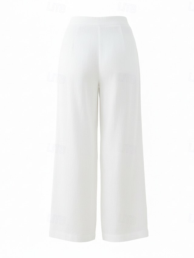 70% Linen Women's Linen Pants Wide Leg Chinos Vacation