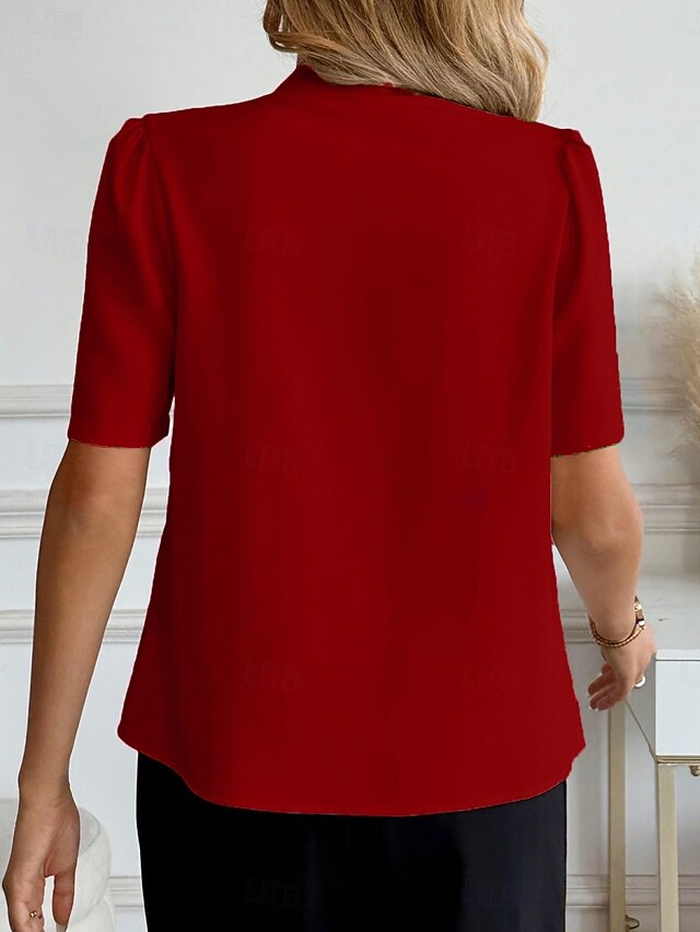 Women's Shirt Blouse Buttons Plain Active Stylish Short