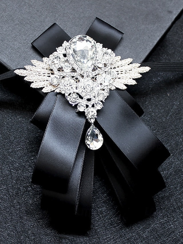 Pin Crystal Luxury Bow Ribbon - Brooch Men's Tie Elegant