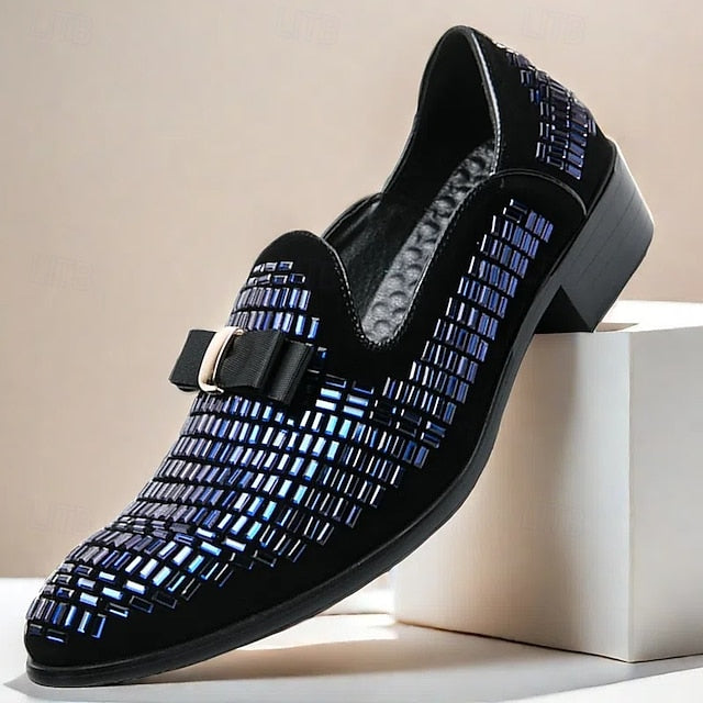 Elegant Strap Loafers Silver Woven Men's Prom – and Monk