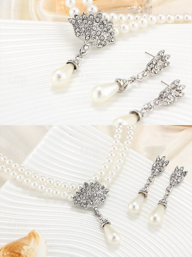 Double-Layer – Elegant Jewelry Pearl Necklace Set Bridal