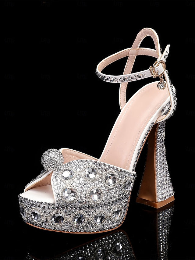 High Heel Sandals Matching Rhinestone Platform Women's with