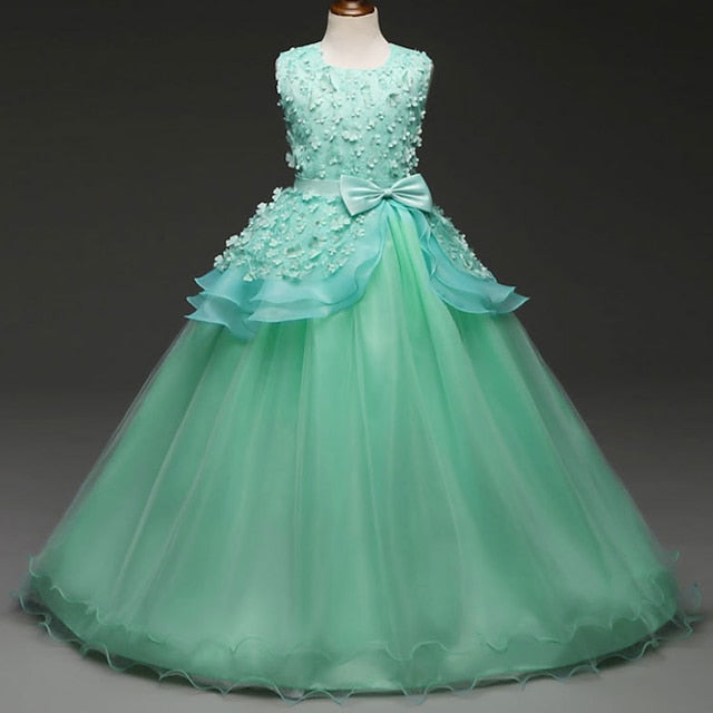 Colored Solid Flower Girl Kids Girls' Dress
