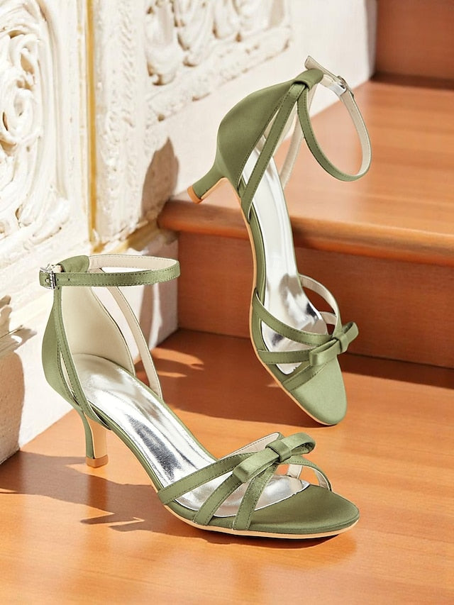 Kitten 1950s Strappy Women's Satin Heel Vintage Green
