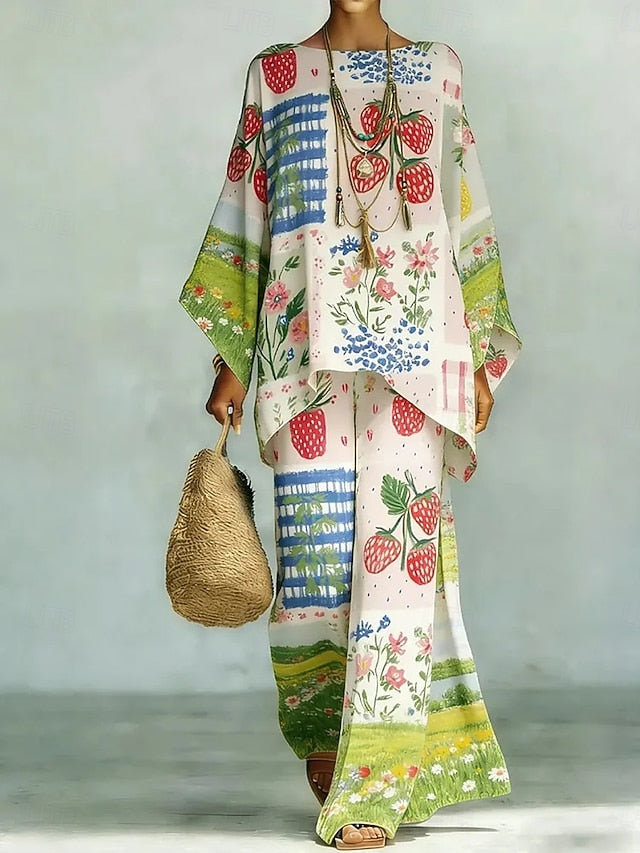 Women's Shirt Cotton Linen Sets Pants Sets Long Sleeve Bell