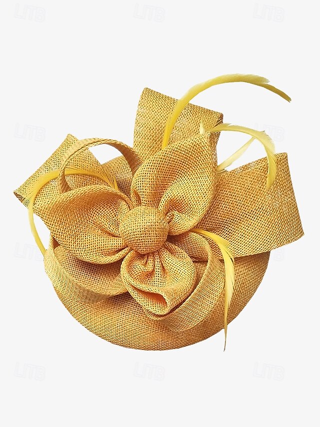 Women's Fascinator and Feather Bow Hat Green Accents with