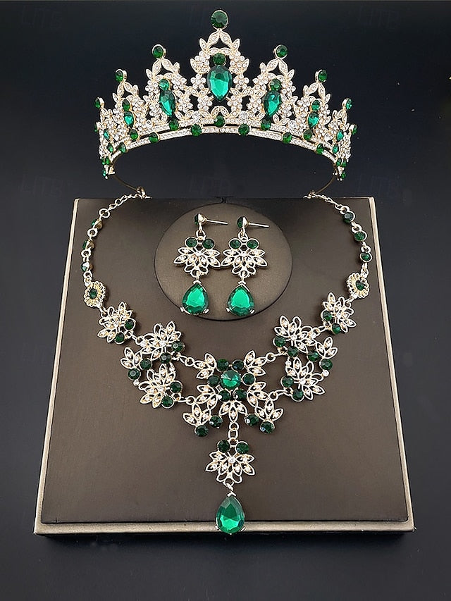 Elegant – Rhinestone and Jewelry Silver Set Women's Tiara