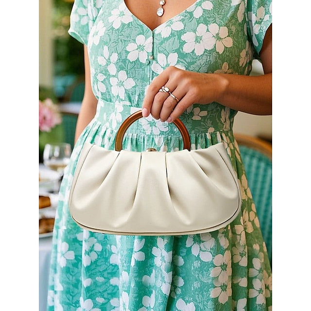 Pleated Bag Leather Faux Clutch Women's Acrylic Tote with