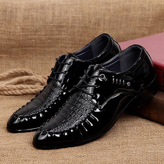 Shoes Black Faux Men's Leather Patent Crocodile