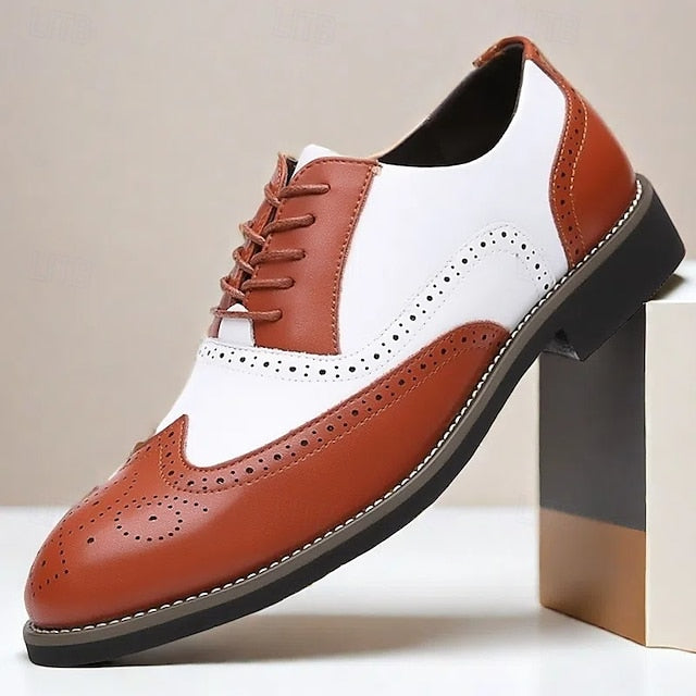 Wingtip Shoes Oxford White Men's Two-Tone Brogue in