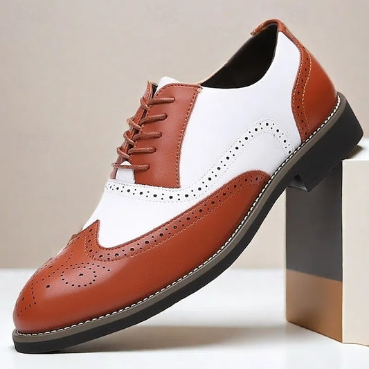 Wingtip Shoes Oxford White Men's Two-Tone Brogue in