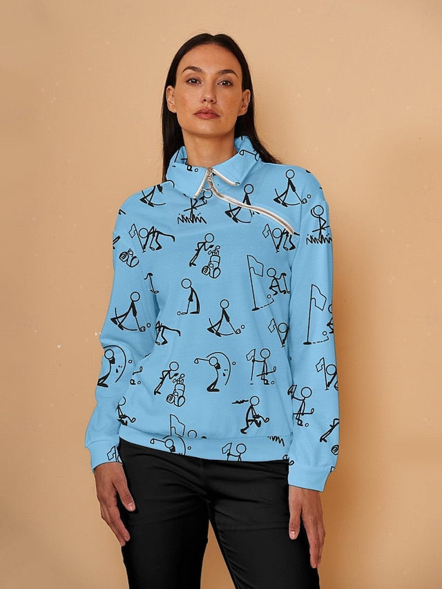 Women's Golf Pullover Sweatshirt Yellow Long Sleeve Top