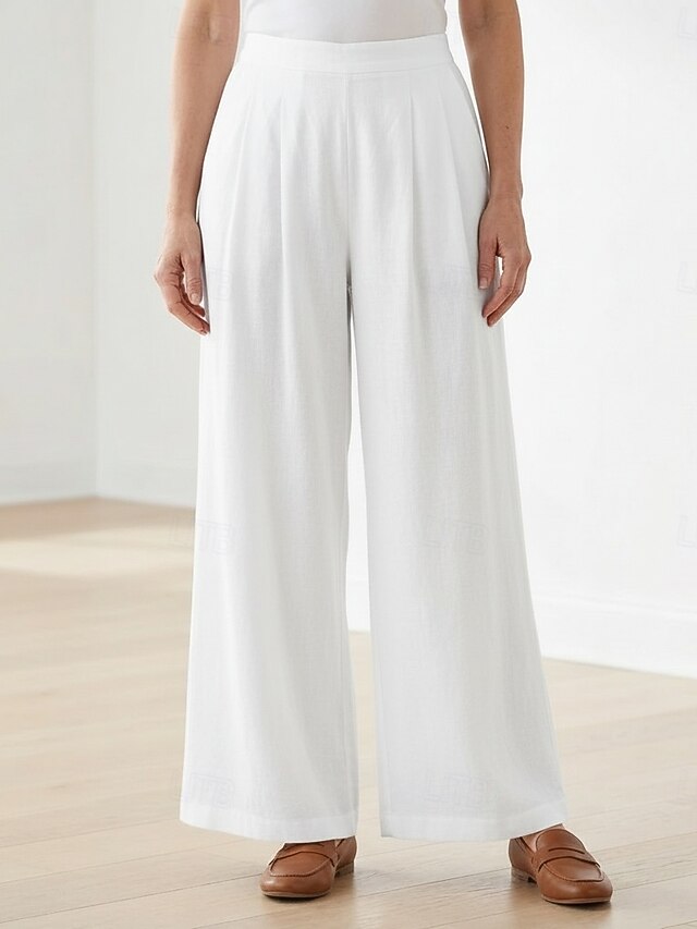 70% Linen Women's Linen Pants Wide Leg Chinos Vacation