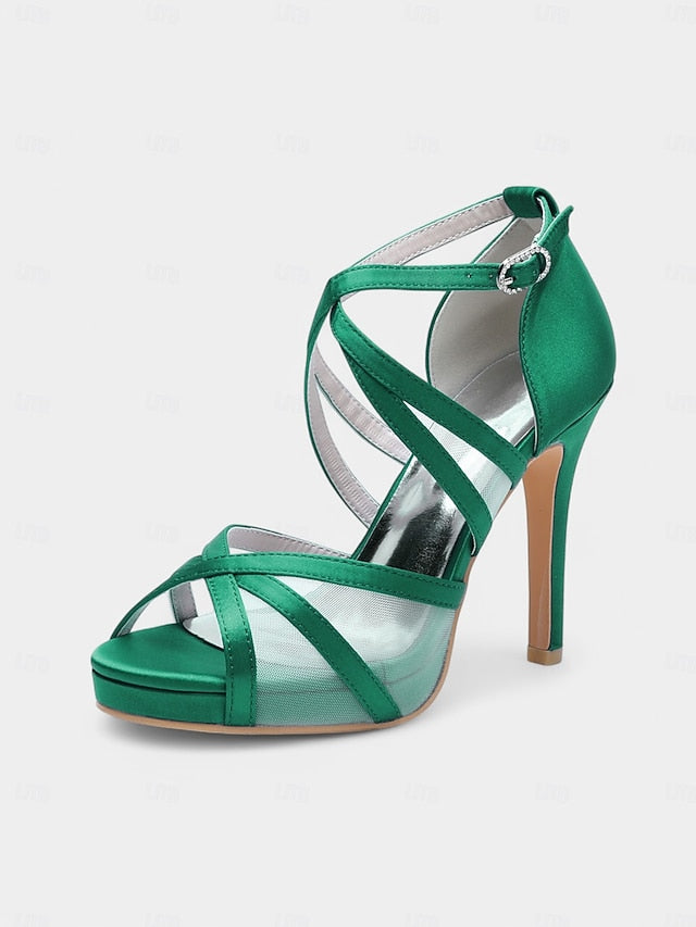 Sandals with White High Straps Bridal Heel Cross Satin Perfect -