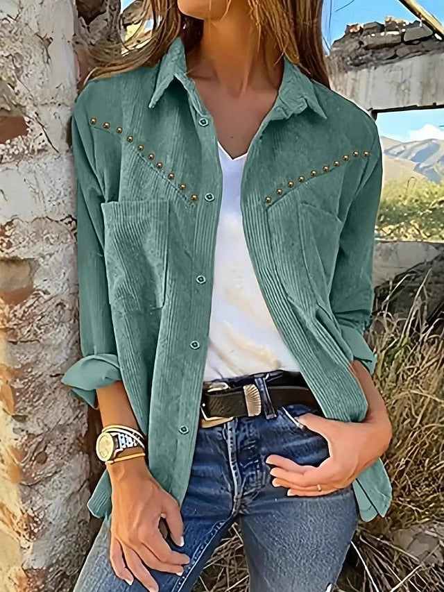 Women's Shirt Button Down Shirt Casual Shirt Pocket Buttons