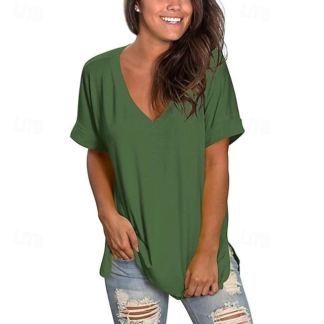 Women's T Shirt Tee Top Solid Color Graphic Plain Fashion